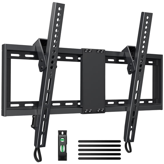 MountFTV Large Tilting TV Wall Mount for 32-90 inch TVs, Max 600x400mm, Holds up to 132lbs,Fit 16", 18", 24" Stud,Low Profile Flat Wall Mount Bracket