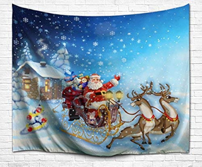 Christmas Wall Tapestry Xmas Santa Claus Tapestries Wall Hanging Home Decor 