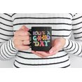 thumbnail image 2 of Have a Good Day, Friendly Expression Quote, Groovy Retro Wavy Text Merch Gift, Black 11oz Ceramic Mug, 2 of 5