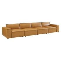 Modway Restore 4-Piece Faux Leather Upholstered Sofa in Tan Finish