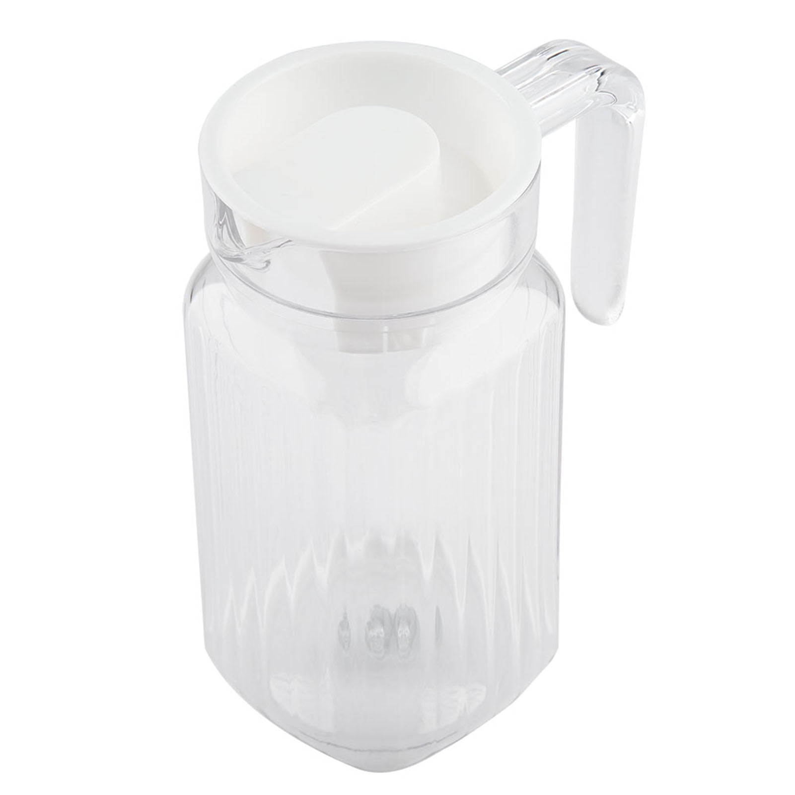 Drink Pitcher with Lid and Handle Ribbed Striped Juice Bottle Glassware