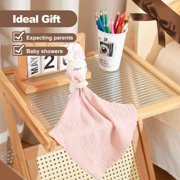 BBYP Baby Lovey Security Blanket Toy - Soft Animal Blanket Baby Quilt, Super Soft Newborn Gift, Handmade of Pure Cotton,Rabbit