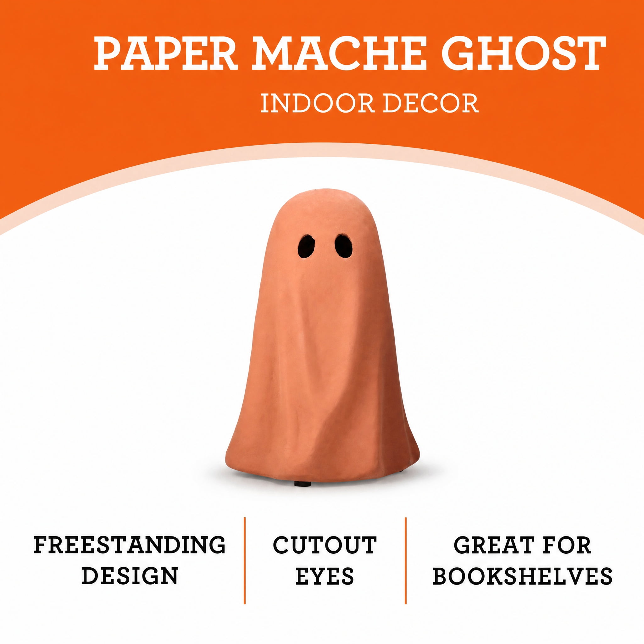 Paper Mache Ghost Decoration, Brown, 10.9", Halloween by Way To Celebrate