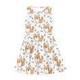 thumbnail image 3 of Renewold Corgi Dog Paw Tank Top Dress Teens Girl School Home Playwear Skin Friendly Elastic Waist Princess Dress Cute Crewneck Ruffle Dresses for Kids 15-16 Years, 3 of 6