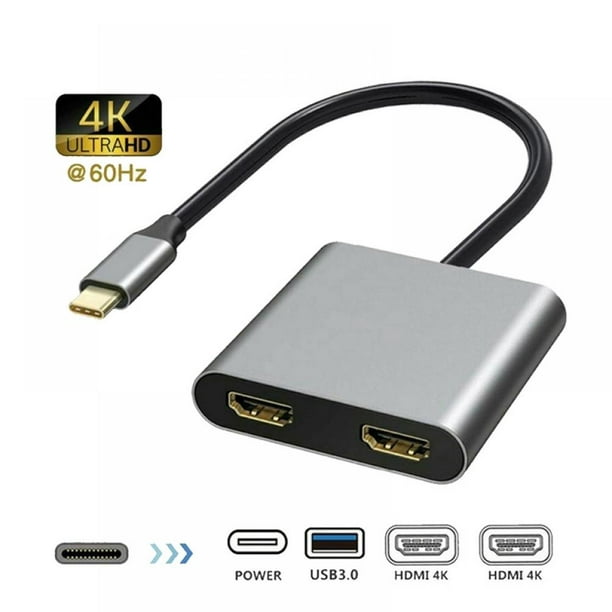 USB Type C To Dual 4K HD HDMI USB 3.0 PD Charge Port USB-C Docking Station Adapter,Support Dual-Screen Display for MAC OS，Windows，Android，Linux - Walmart.com