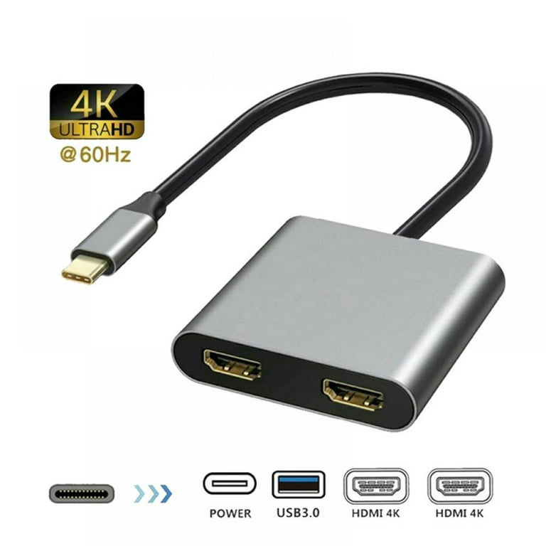 USB C to Dual HD Adapter, 4K Thunderbolt 3 to 2 HD 1 in 2 Out Switch  Splitter, USB 3.0 Hub and Type C to HD Converter for MacBook/MacBook Pro  2020/2019/2018, MacBook
