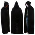 thumbnail image 4 of Adult Halloween Hooded Black Cloak Wizard Vampire Witch Robe Gothic Cape, 4 of 8