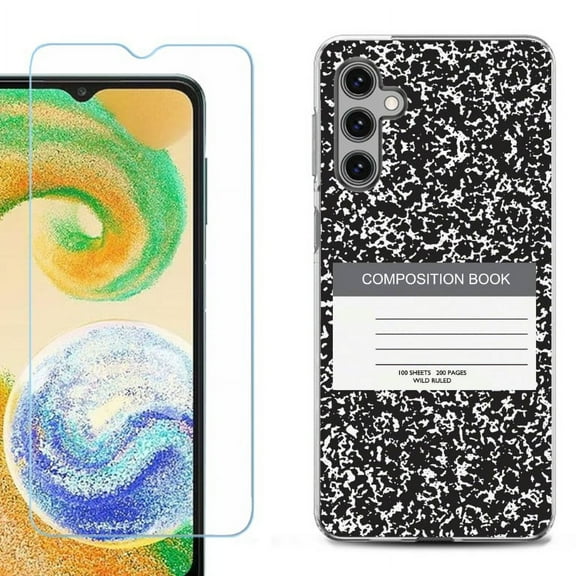 OneToughShield ® Compatible with Samsung Galaxy S24  S24 Plus, Shockproof Fashion Phone Case, with Tempered Glass Screen Protector - Composition Book