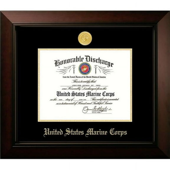 Campus Images 8.5 x 11 in. Patriot Frames Marine Discharge Legacy Black Cherry Frame with Gold Medallion