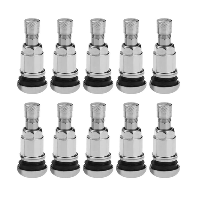 10 Válvulas de Vacío para Neumáticos de Acero Inoxidable TR525 de Fondo Plano, Válvulas de Metal, Boca