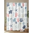 thumbnail image 4 of Fsddascl Blue Red Coastal Shower Curtain Set - 72" x 78" Washable Bathtub Curtain with 12 Hooks, Nautical Summer Beach Coral Sea Turtle Waterproof Fabric Stall Shower Curtains for Bathroom/Bathtub, 4 of 6