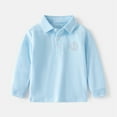 thumbnail image 2 of Akiihool Uniform Shirts for Boys Children Baby Boys Long Sleeve Solid Color School Uniform Polo Shirt (Light Blue,2-3 Years), 2 of 3