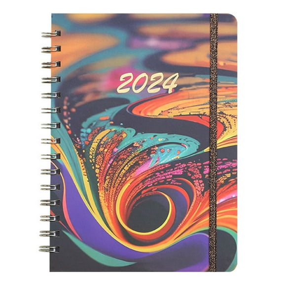 Yibooy 2024 Weekly Monthly Planner Spiral Bound Calendar Agenda Book (Swirl)