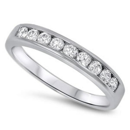 Wood Stacking Rings CHOOSE YOUR COLOR Clear CZ Polished Stacking Ring New .925 Sterling Silver Thumb Band ()