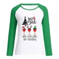 thumbnail image 4 of Camiseta informal de manga larga con cuello redondo y estampado navideño de retazos de primavera para mujer Fridja  bvmnju1886, 4 of 6