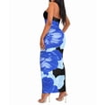 thumbnail image 2 of Women Summer Strapless Maxi Dress Bodycon Floral Long Wedding Guest Dress Formal Cocktail Dresses Blue S, 2 of 7