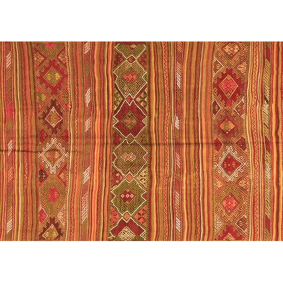 Ahgly Company Indoor Rectangle Oriental Orange Traditional Area Rugs, 6' x 9'