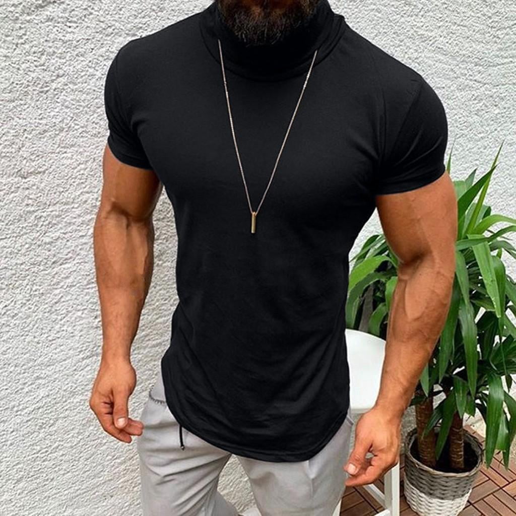 Men's Short Sleeve Turtleneck Tops 
