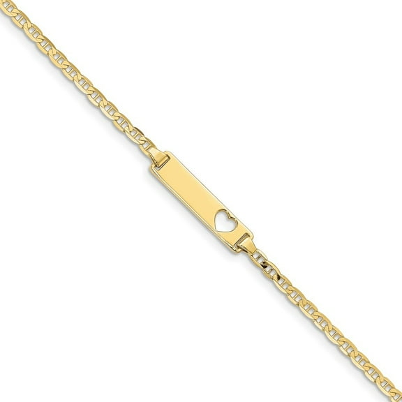 Auriga Fine Jewelry 10K Yellow Gold Flat Anchor Link Id Bracelet 5.5 inch for Women