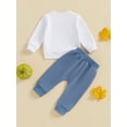 thumbnail image 6 of Baby Toddler Boy Girl Fall Outfits, 0 6 12 18 24 Months 2T 3T Checkerboard Letter Print Long Sleeve Sweatshirt Elastic Waist Pants 2 Piece Clothing Set, 6 of 9