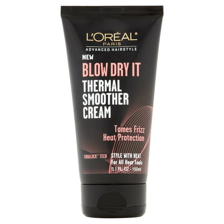L'Oreal Paris Advanced Hairstyle BLOW DRY IT Thermal Smoother Cream 5.1 FL (Best Heat Protectant Cream)