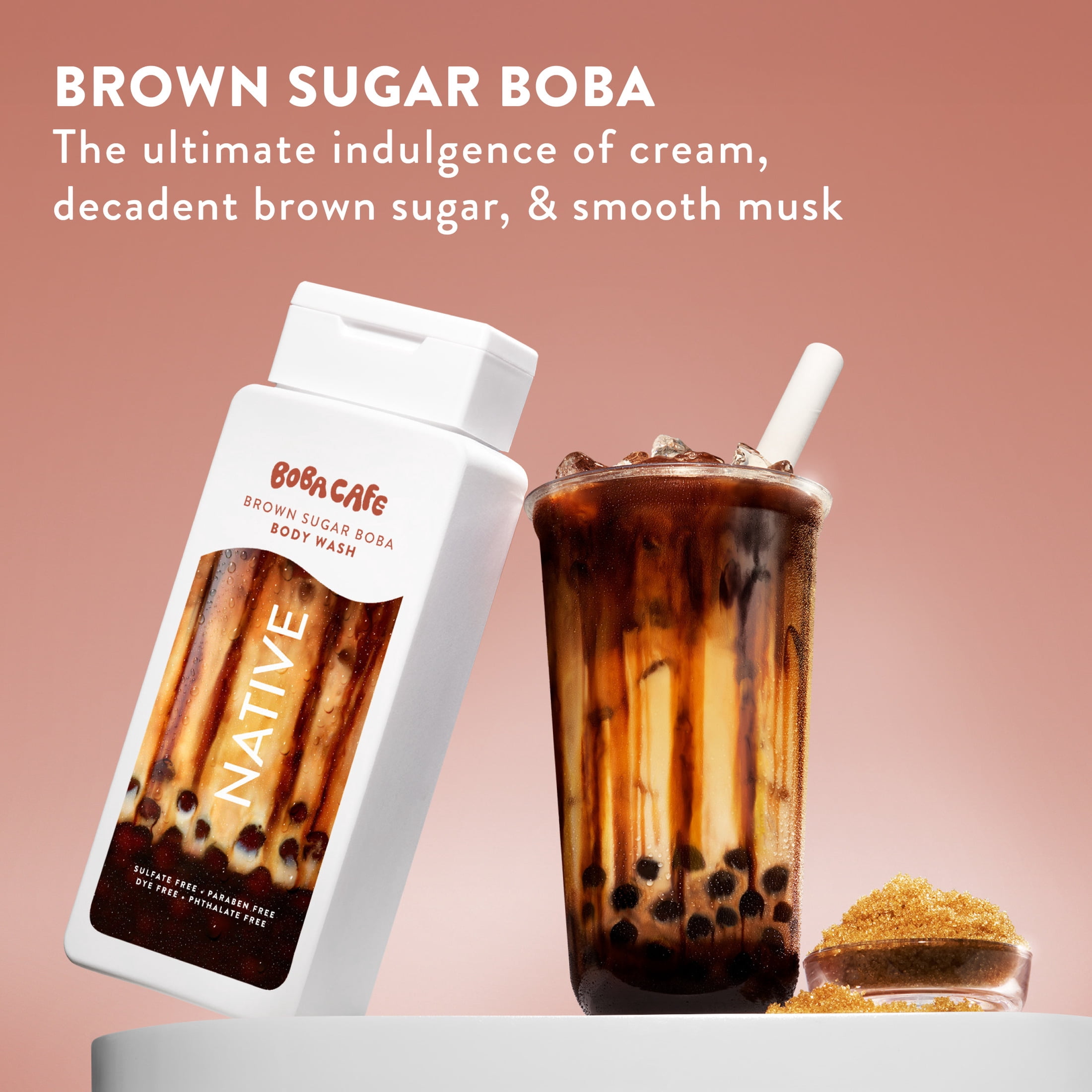 Native Body Wash, Limited Edition Brown Sugar Boba, Sulfate Free Body Wash for Women & Men, Boba Café, 18 fl oz