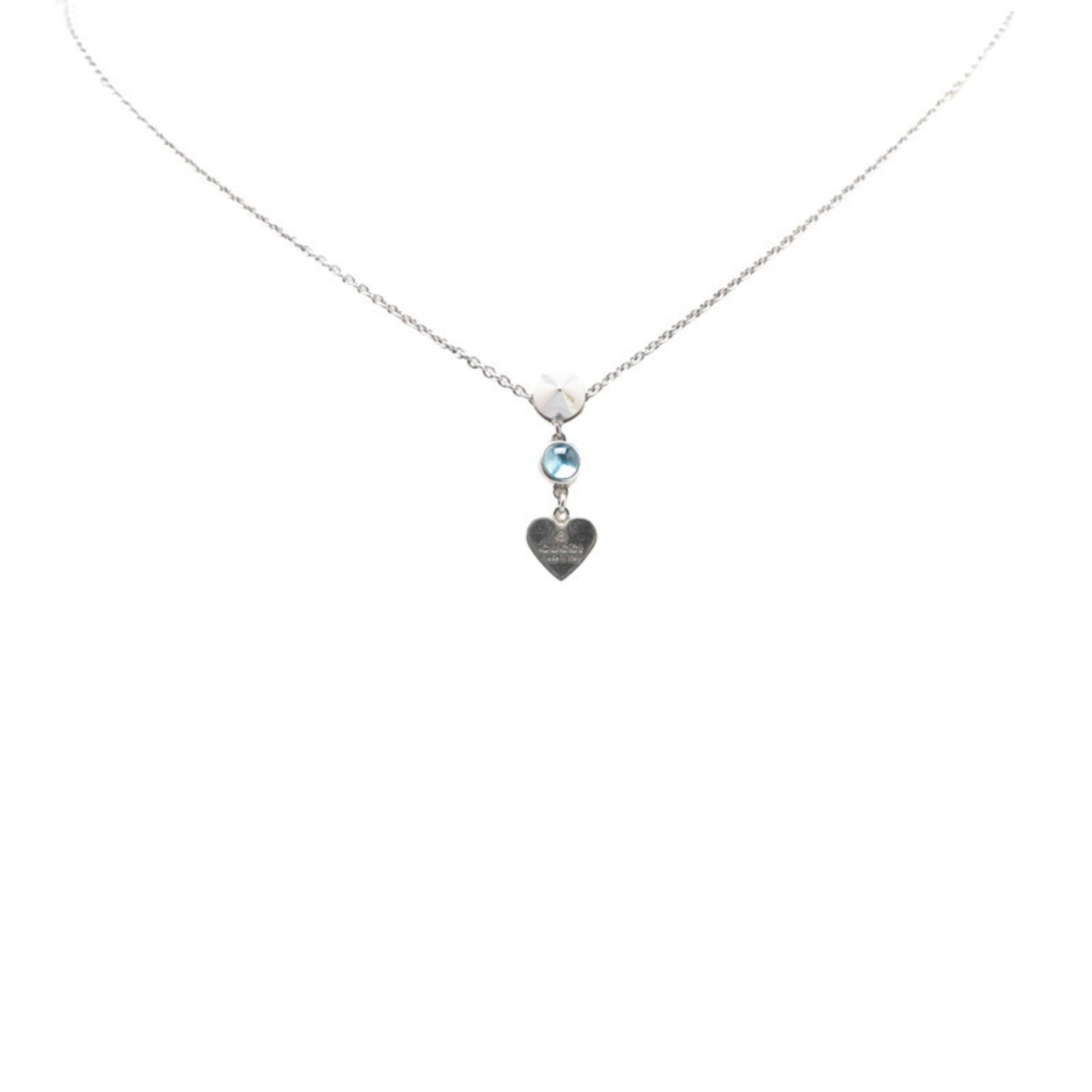 Pre-Owned Gucci Heart Motif Necklace SV925 Silver Blue Topaz Women's GUCCI (Good)