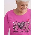 thumbnail image 5 of Pink Glitter Ribbon Womens Tee Breast Cancer Awareness Women Long Sleeve T-Shirt Glitter Long Sleeve Pink XX-Large, 5 of 6