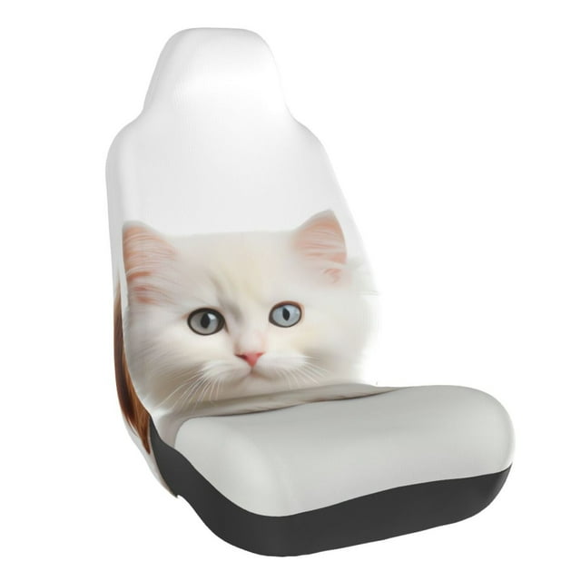 Wukai Cute Kittens And Puppy Full Set Car Seat Covers with Soft Padding Universal Auto Front Seats Protector and Cushion Mat