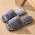 thumbnail image 2 of Womens Mens Open Toe Fuzzy Slippers for Guest Hotel Spa Travel Memory Foam House Shoes Winter Warm Ladies Home Slip on, 2 of 5