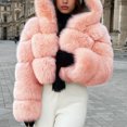 thumbnail image 5 of YueHuiYing Women's Faux Fur Coat Fluffy Fuzzy Shaggy Hooded Warm Long Sleeve Outerwear Jacket, 5 of 9