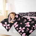 thumbnail image 4 of Feelyou Black Pink Bowknot Ribbon Twin Comforter Sets, Rose Floral Bedding Set, 2pcs, 4 of 8