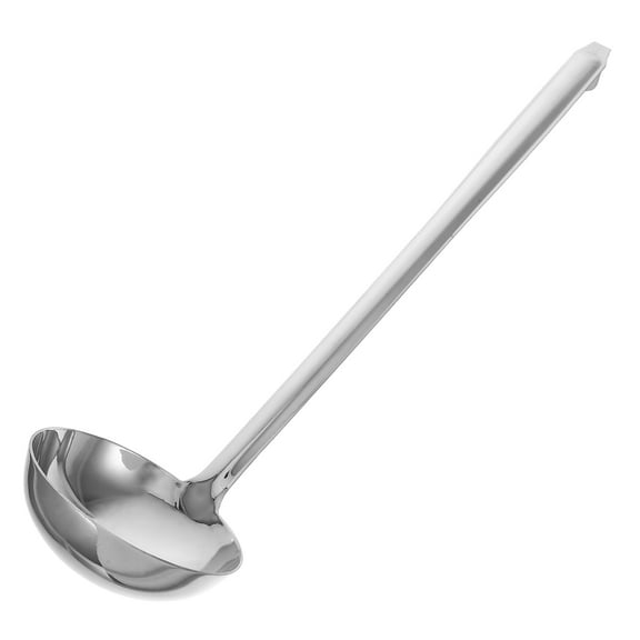 LOLIPPYY Large Stainless Steel Soup Ladle with Handle and Hook, Kitchen Serving Spoon in Finish