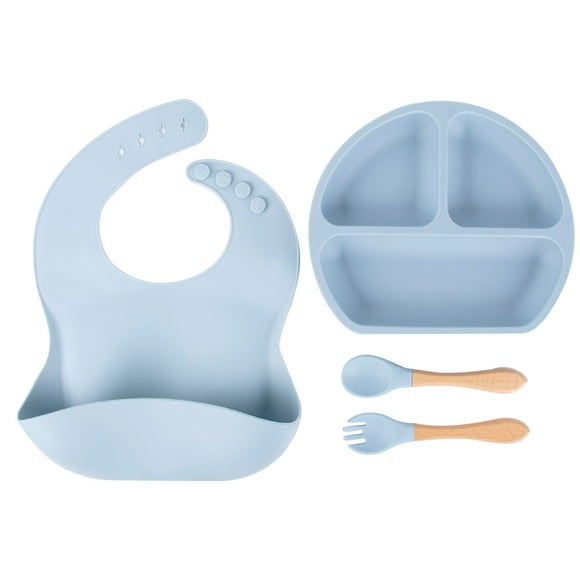 LSLJS Children's Platey Set, Suction Cup Food Grade Infant and Child Food Bowl, Bib, Fork and Spoon, Kitchen Gadgets on Clearance