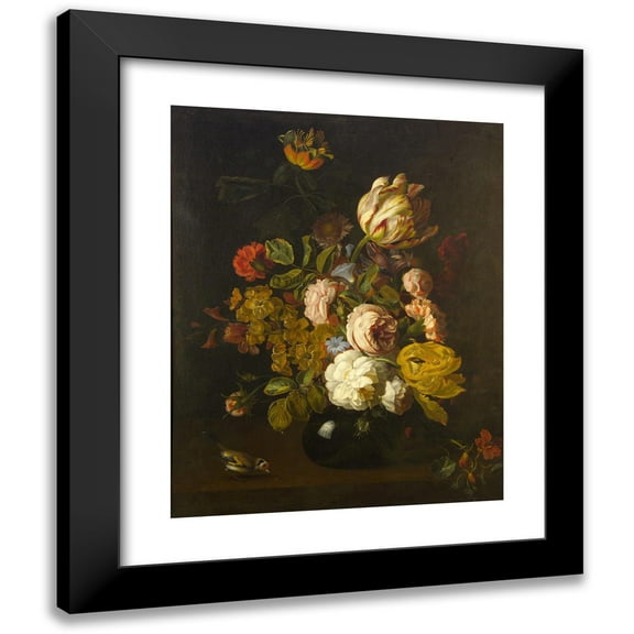 Tobias Stranover 12x14 Black Modern Framed Museum Art Print Titled - Still-Life with Flowers (1700)