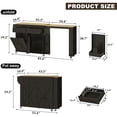 thumbnail image 3 of Aphthongs 81" Farmhouse Kitchen Island with Power Outlet & Trash Storage, Rolling Kitchen Cart on Wheels with Extendable Dining Table, 2 Drawers & Adjustable Shelves, 3 of 11