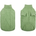 thumbnail image 2 of Zhuge Small Dog Turtleneck Pullover Sweater, Thick Cable Knit Cold Weather Clothes for Chihuahua, Pug & More, XS, Light Green, 2 of 4