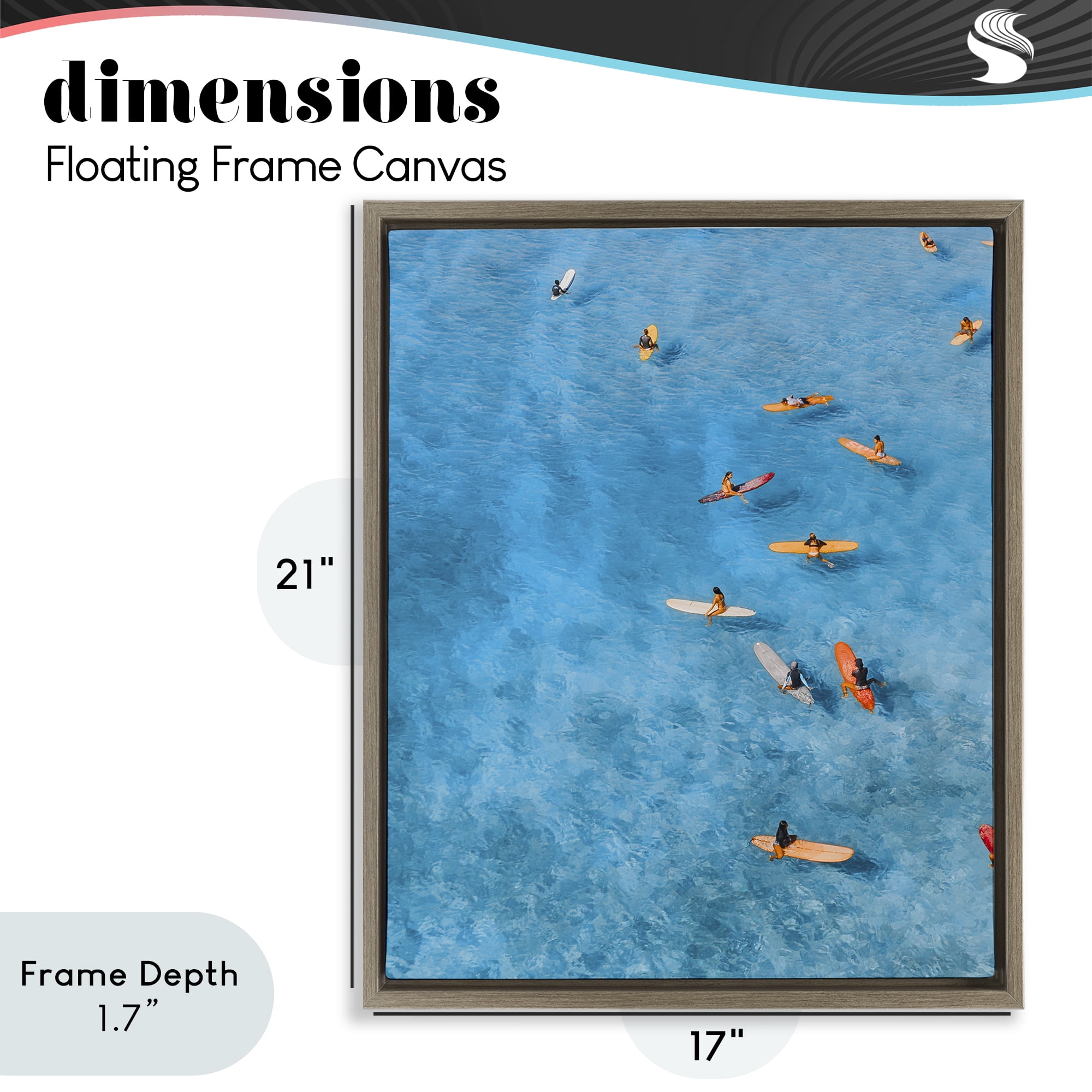 Stupell Industries Leisurely Surfers on Sea Brown Framed Floater Canvas Wall Art, design by Jesse Keith