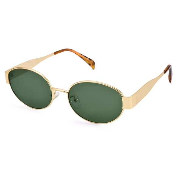 Gafas de Sol DIMENSIP Retro Ovaladas con Montura Dorada para Mujeres y Hombres
