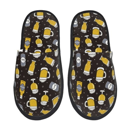 

Sigee Beer In A Bottle for Cozy Furry Slippers Super Soft Indoor and Outdoor Use Non-Slip Sole Slip On House Slippers-Large