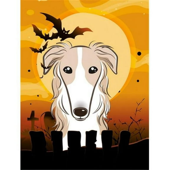 Caroline's Treasures BB1786CHF Halloween Borzoi Flag Canvas House Size , Large, multicolor