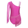 thumbnail image 5 of Hansber Big Girl's One Shoulder Ballet Dance Leotard Dress Latin Jazz Ballroom Dancing Bodysuit Figure Ice Skating Dress Hot Pink 16, 5 of 6