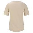 thumbnail image 5 of frariair Ladies Elastic Ribbed Knit Tee Shirt Form Fitting Crew Neck Short Sleeve Blouse For Versatile Chic Style Beige, 5 of 9
