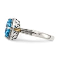 thumbnail image 3 of 14K Two-Tone Gold Ring Band Gemstone Yellow Swiss Blue Topaz Cushion, 3 of 6