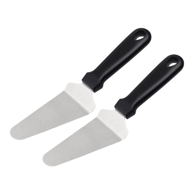 Unique Bargains 2pcs Stainless Steel Pie Server Cake Pizza Cutter Black
