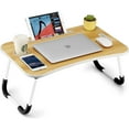 thumbnail image 1 of Foldable Laptop Table  Portable Lap Desk Bed Table Tray  Laptop Stand with Cup Holder &amp; Tablet Slot &amp; Lifting Handle for Working Writing Drawing &amp; Eating (Pink), 1 of 6