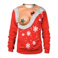 thumbnail image 4 of Pntutb Mujer Casual Divertido Estampado de Navidad Manga Larga Cuello Redondo Pullover Blusa Parejas tops Pntutb Pntutb-4098, 4 of 5