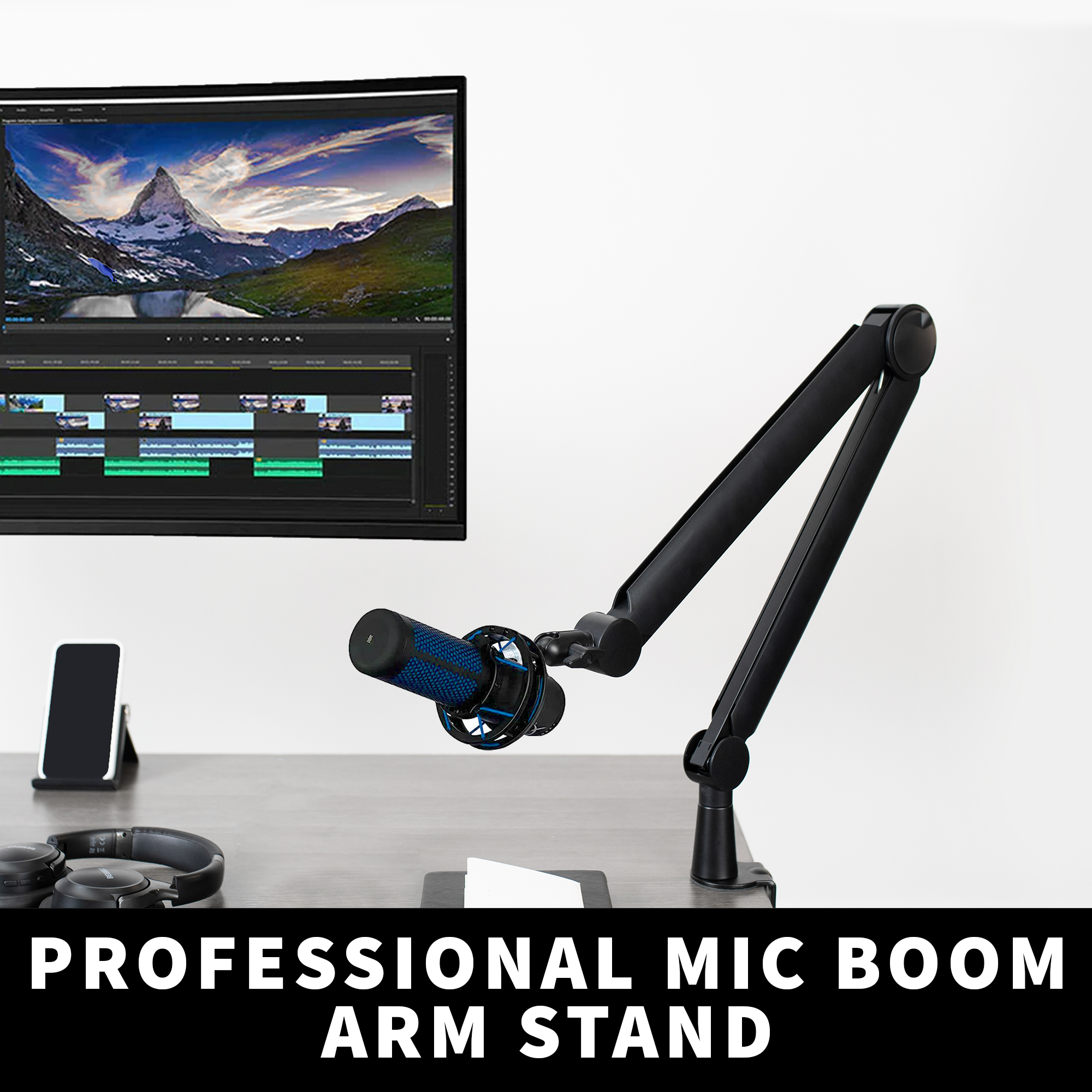 VIVO Premium Clamp-on Microphone Boom Arm Stand, Heavy Duty Desk Mount - image 4 of 6