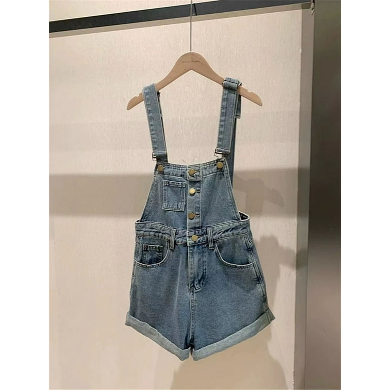 【BOHEMIAN SEOUL】OVERALLS JERSEY SHORTS Overzeas jeans shorts, vintage hip hop baggy 90s, Y2K jnco