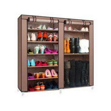 EasingRoom 6-Tier Shoe Storage Rack Tower Cabinet Organizer with Dustproof Cover Coffee